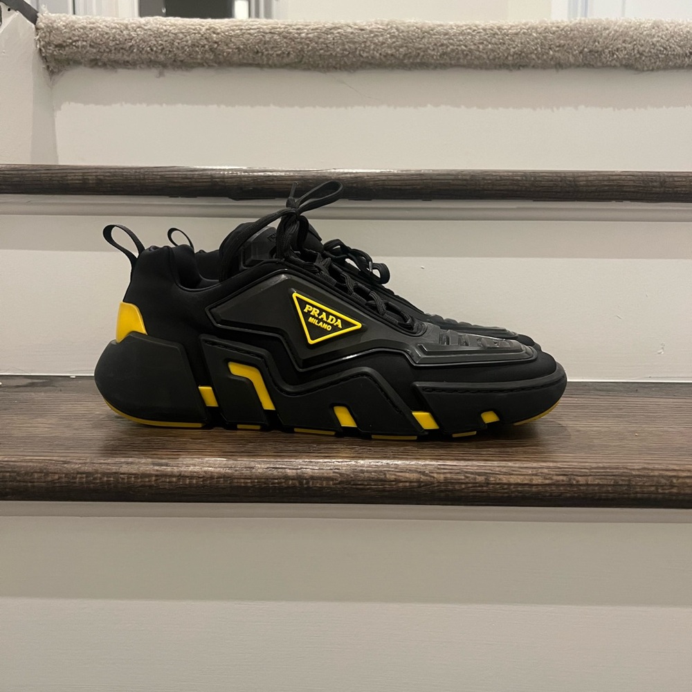 PRADA Techno Stretch Sneakers (Black & Yellow)